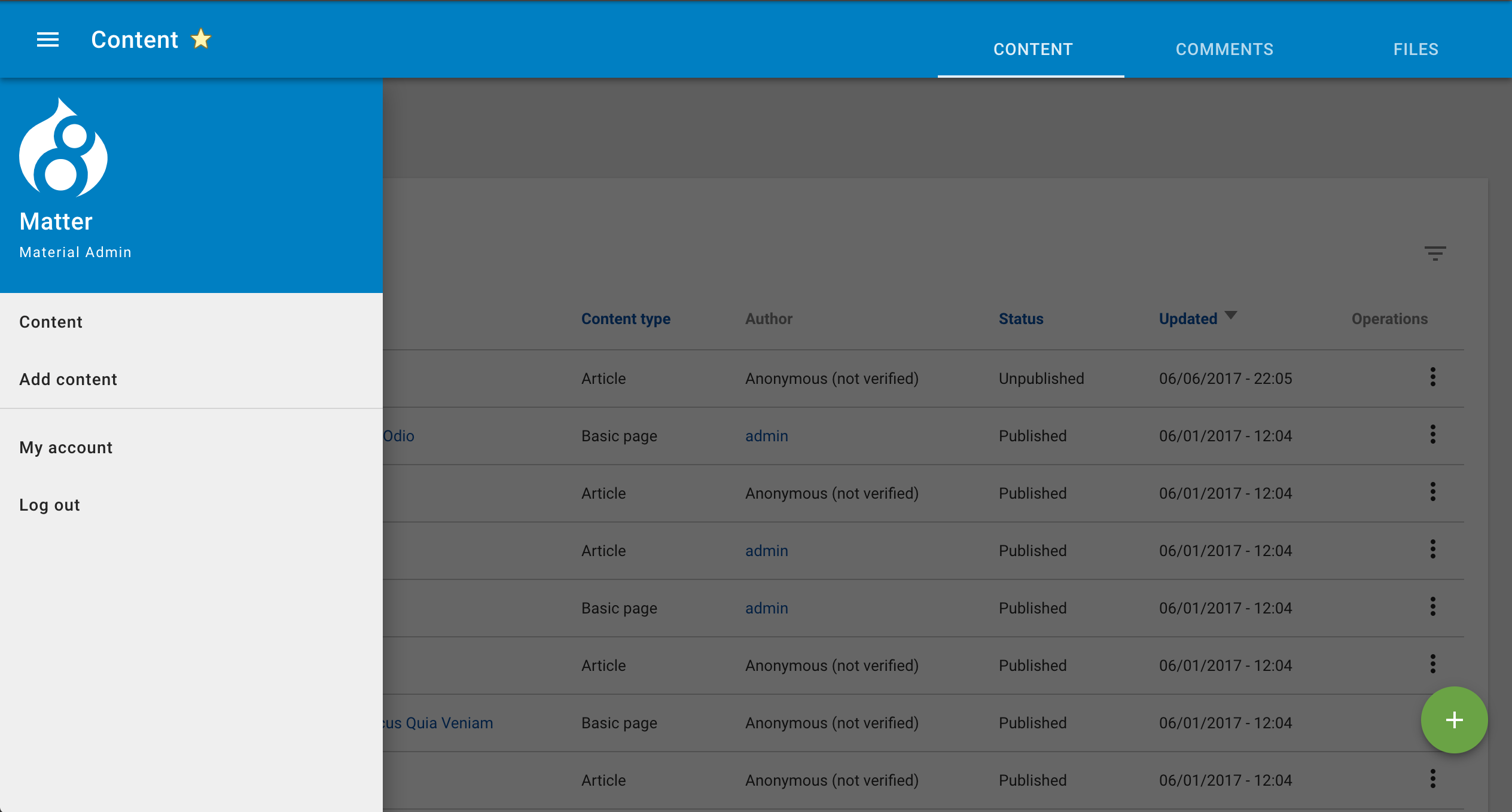 Material Admin Theme