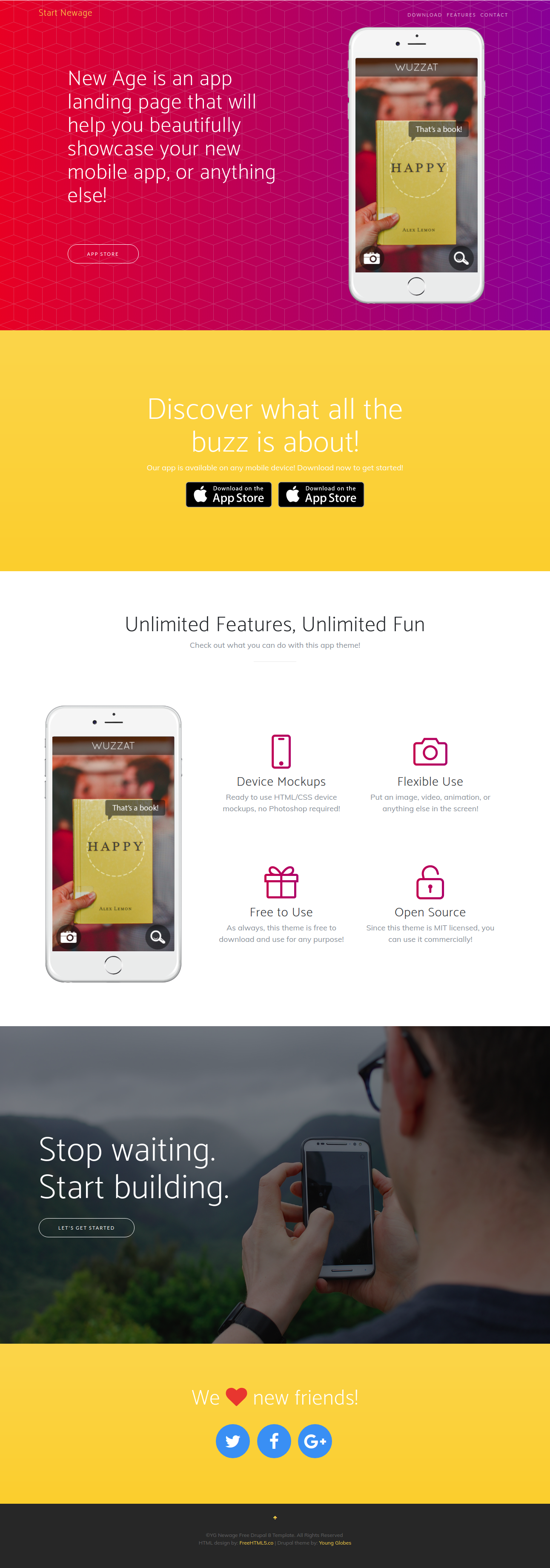 YG Newage | Drupal 8 App landing page