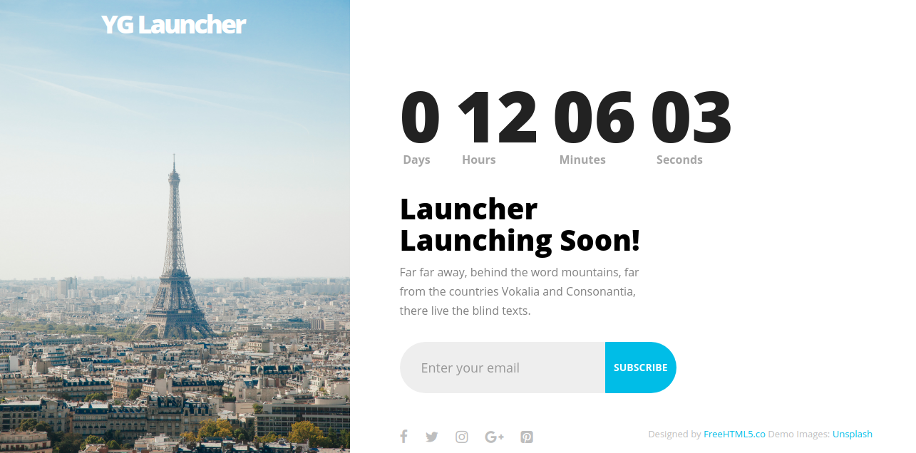 YG Launcher | Countdown Drupal 8 theme