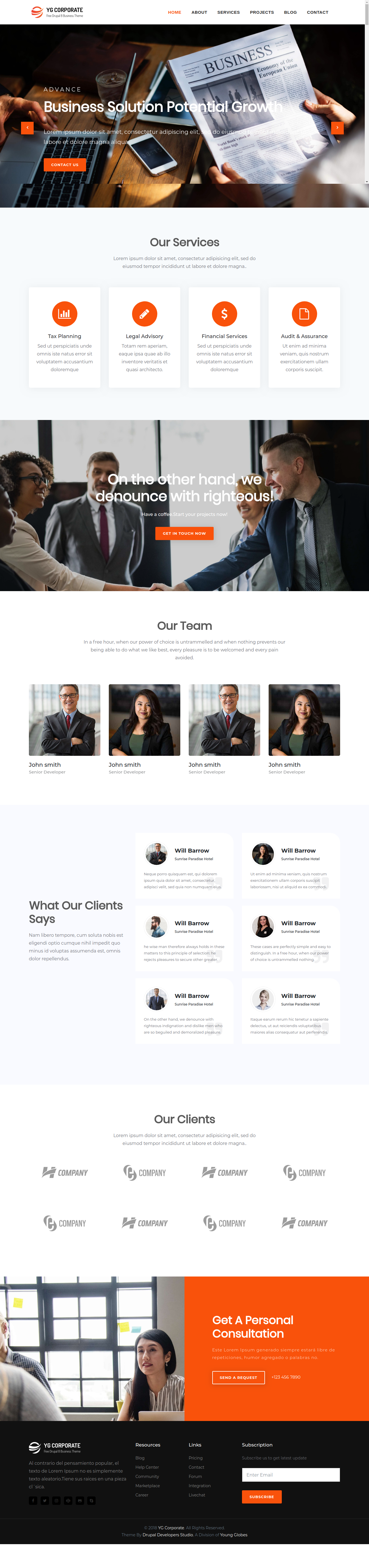 YG Corporate | Bootstrap based Drupal 10 theme for Corporates